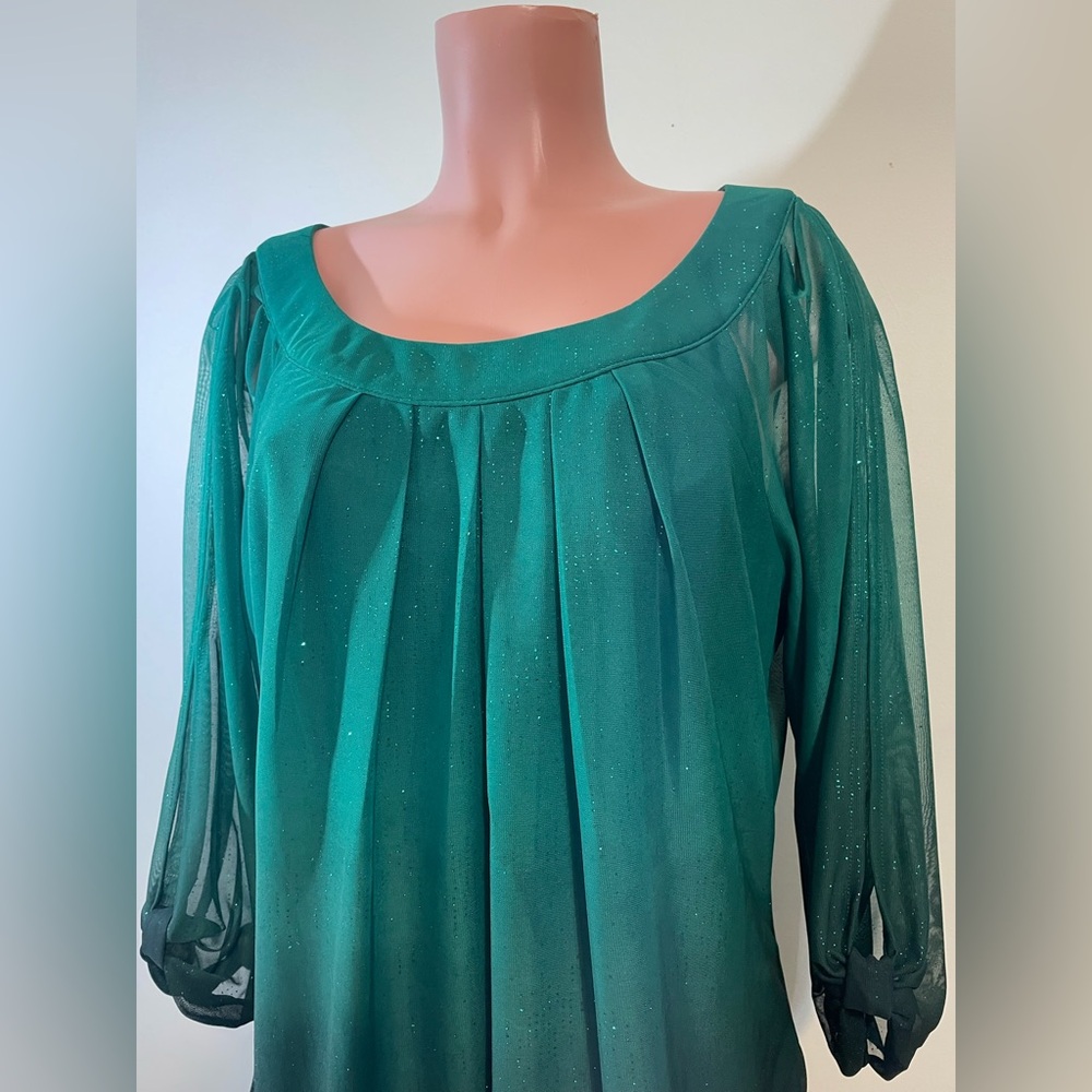 Sara Michelle Blouse Women’s Green Ombré Top‎ size X-Large - Picture 4 of 12